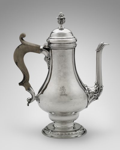 Myer Myers' coffeepot created between 1750 and 1765. (Courtesy Museum of Fine Arts, Boston)
