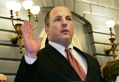 Then-state Sen. Brian Joyce takes the oath of office in the Senate chambers at the State House on Jan. 5, 2005. (Elise Amendola/AP)