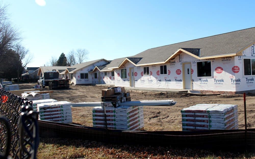 New apartments are being built in Holdrege, Nebraska, where an elementary school used to be. (Grant Gerlock/Harvest Public Media)