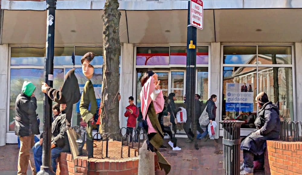 Passersby in Cambridge's Harvard Square in 2015. (Courtesy Rosamond and Dennis Purcell)