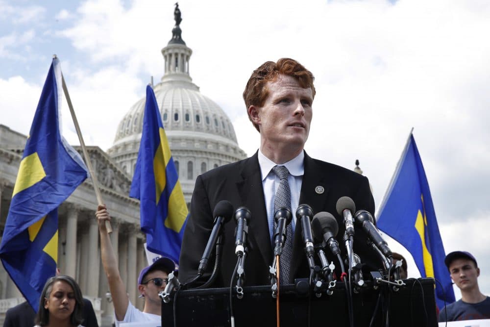 Rep. Joe Kennedy, D-Mass., speaks in support of transgender members of the military in July 2017. (Jacquelyn Martin/AP)