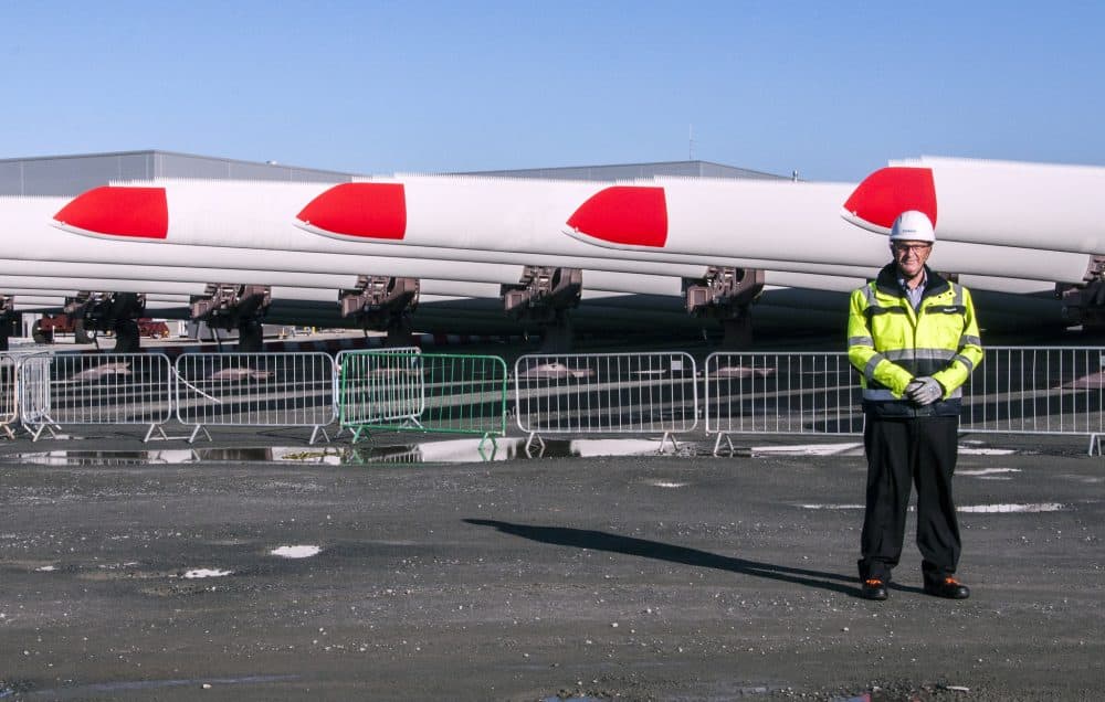 Barry Denness is head of port operations for Siemens' wind turbine blade manufacturing plant in Hull, U.K. (Chris Bentley for WBUR)