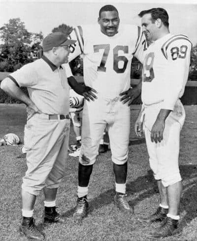 Coach Weeb Ewbank (left), &quot;Big Daddy&quot; Lipscomb (center) and Gino Marchetti in 1958. (William A. Smith/AP)