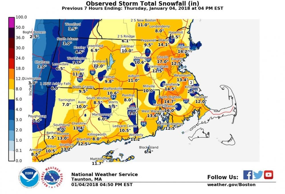 Snow totals (Courtesy NWS Boston)