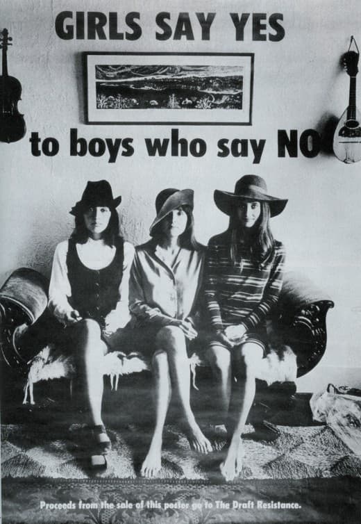 “Girls Say Yes to Boys Who Say No” poster – Joan, Pauline and Mimi Baez, 1968