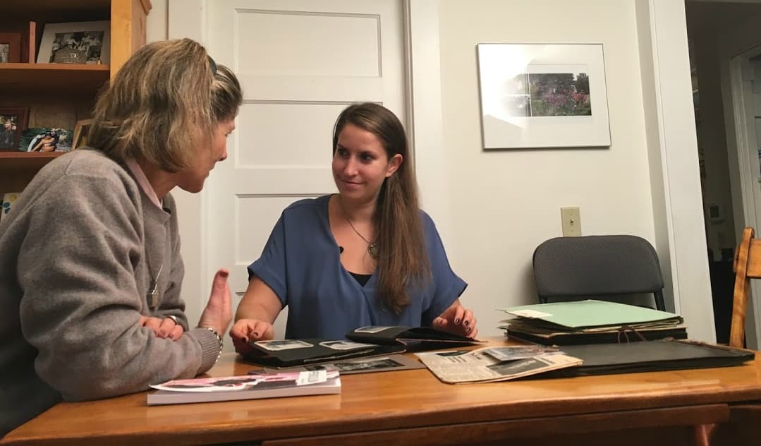 Julie Lindahl and Rachael Cerrotti, pictured in Wellesley, Mass., Oct. 2017. (WBUR)