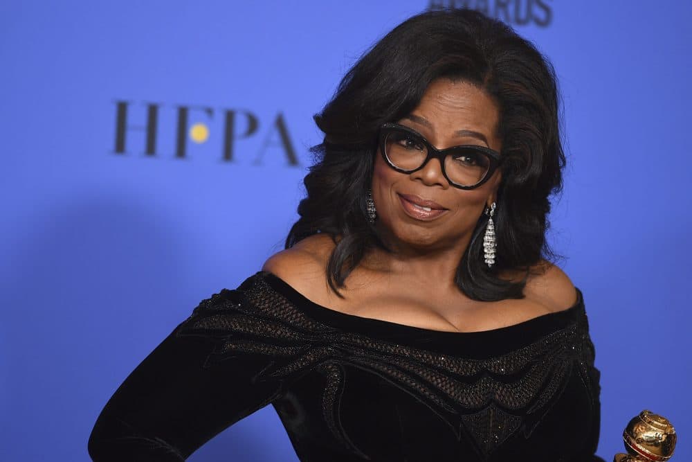 Oprah Winfrey poses in the press room with the Cecil B. DeMille Award at the 75th annual Golden Globe Awards at the Beverly Hilton Hotel on Sunday, Jan. 7, 2018, in Beverly Hills, Calif. (Photo by Jordan Strauss/Invision/AP)