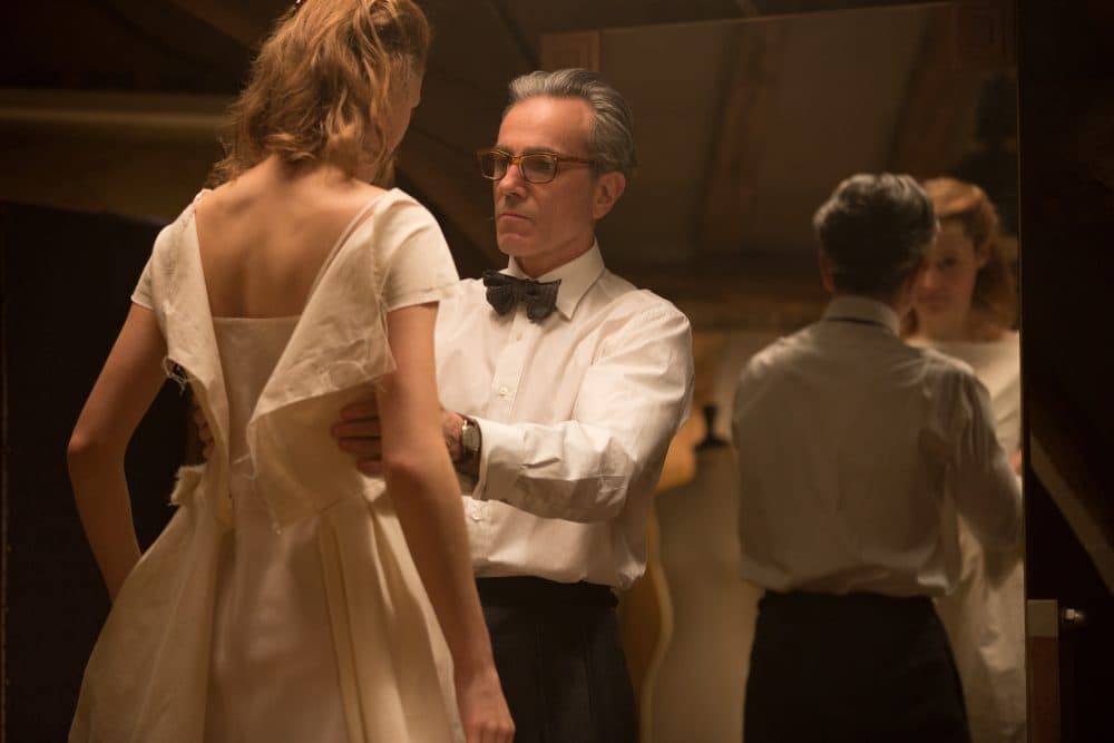 Vicky Krieps as Alma and Daniel Day-Lewis as Reynolds Woodcock in &quot;Phantom Thread.&quot; (Courtesy Laurie Sparham/Focus Features)