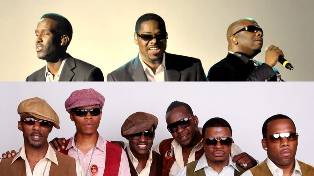 Top: Boyz II Men, group that originated in Philadelphia. Bottom: New Edition, group that originated in Roxbury. (Courtesy BET)