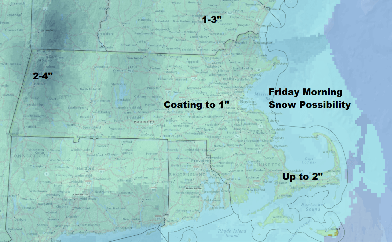 Some snow Friday morning could cause slick travel. (Dave Epstein/WBUR)