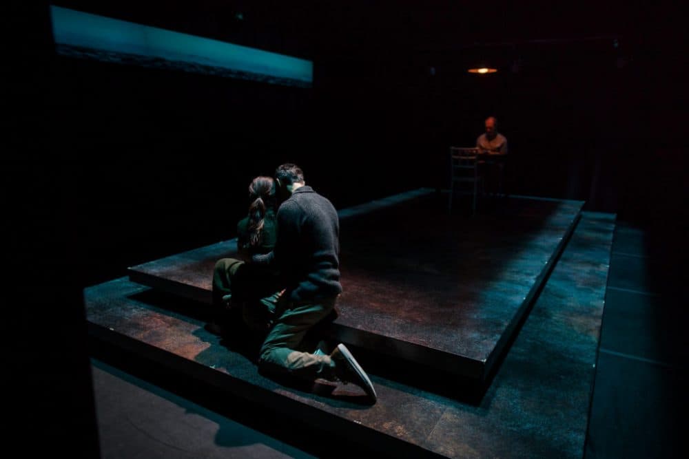 Flora Diaz as Paulina Salas, Mickey Solis as Gerardo Escobar and Mark Torres as Roberto Miranda in Commonwealth Shakespeare Company's production of &quot;Death and the Maiden.&quot; (Courtesy Nile Hawver/Nile Scott Shots)