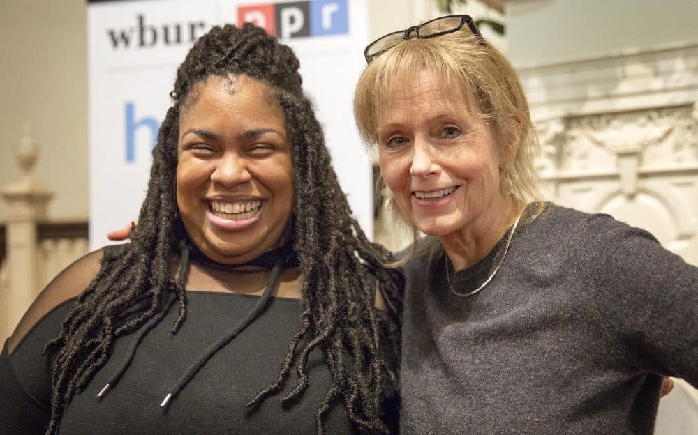 Angie Thomas with WBUR's Robin Young. (Robin Lubbock/WBUR)