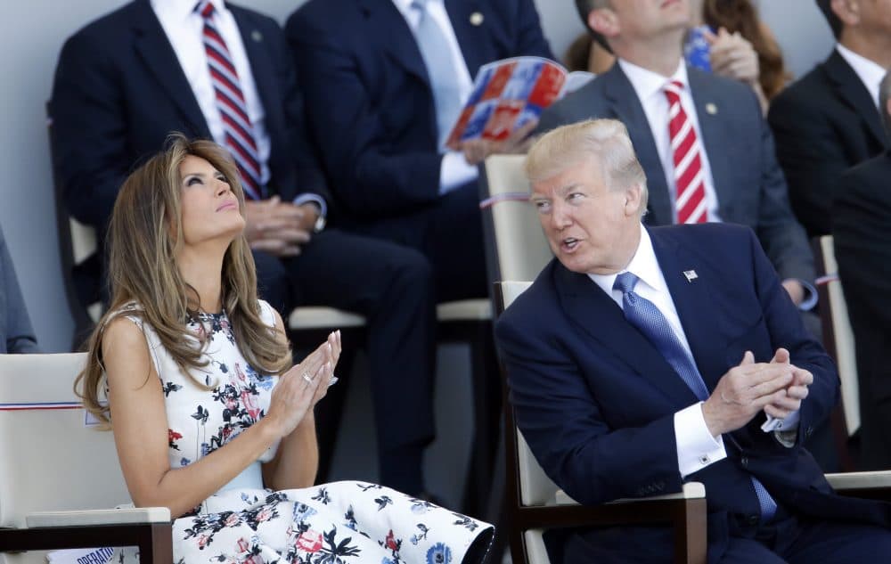 President Trump and first lady Melania Trump attend the Bastille Day military parade on the Champs-Élysées on July 14, 2017 in Paris. (Thierry Chesnot/Getty Images)