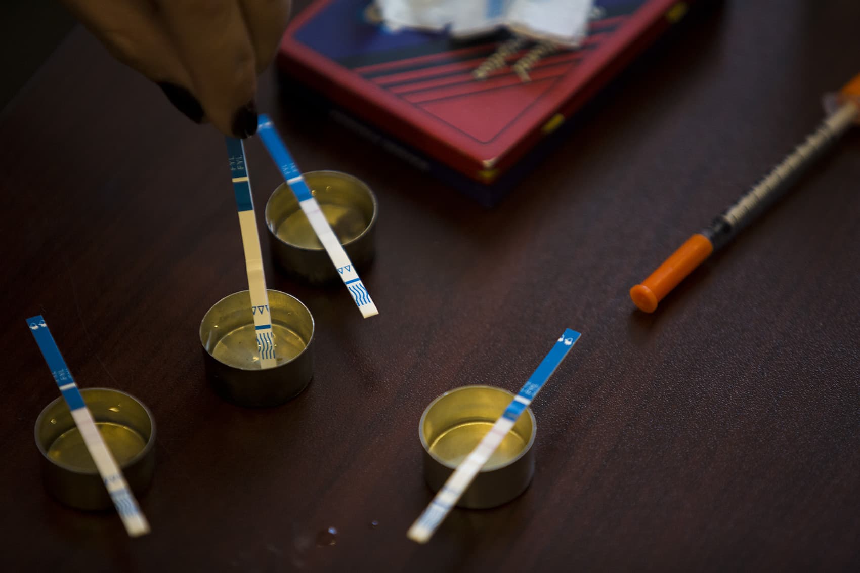 Fentanyl test strips (Jesse Costa/WBUR)