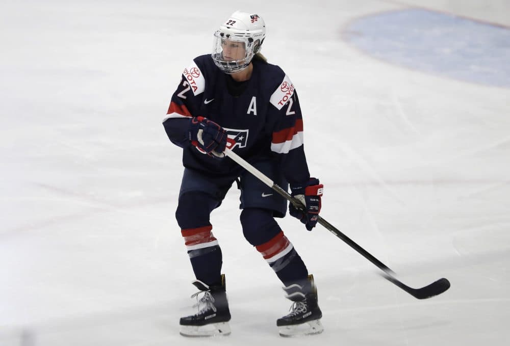 U.S. Olympic team defender Kacey Bellamy, seen here during a 2017 game, came from Assabet Valley. (Carlos Osorio/AP)
