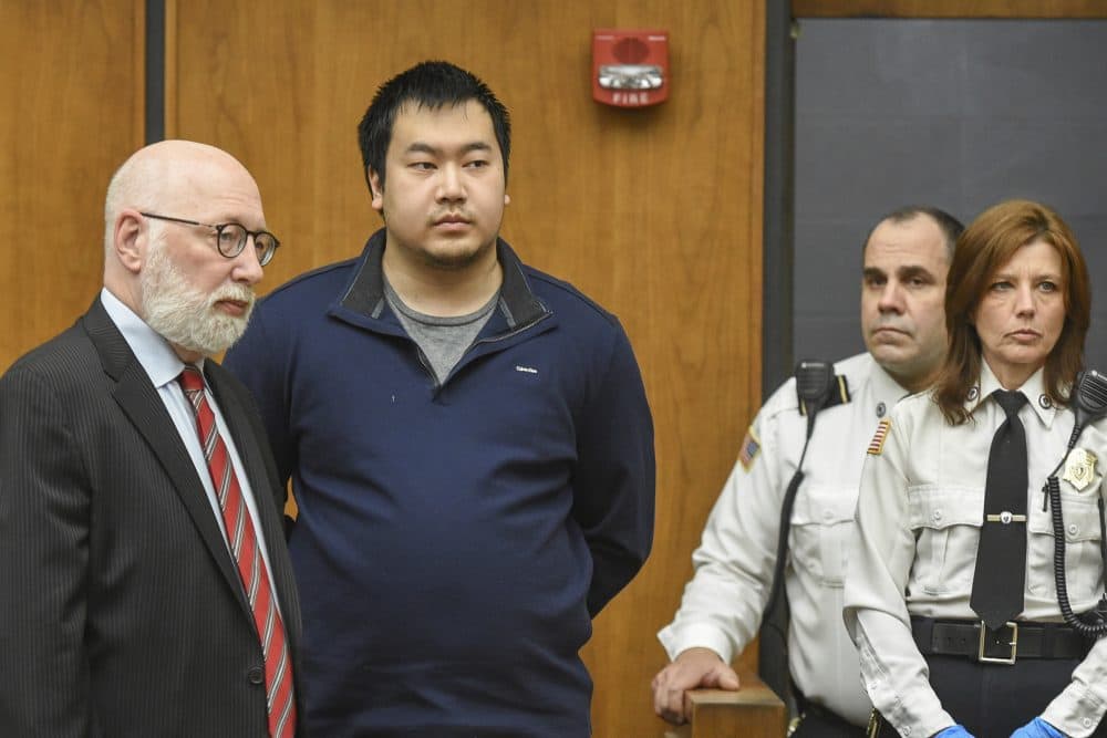 Jeffrey Yao appears with his lawyer, J.W. Carney Jr., in Woburn District Court Monday. (Faith Ninivaggi/The Boston Herald via AP, Pool)