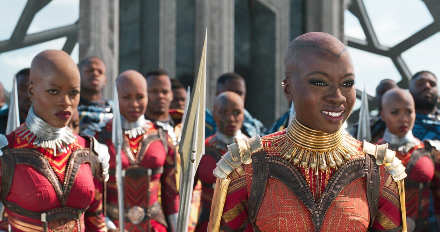Ayo (Florence Kasumba) and Okoye (Danai Gurira) in "Black Panther." (Courtesy Film Frame/Marvel Studios)