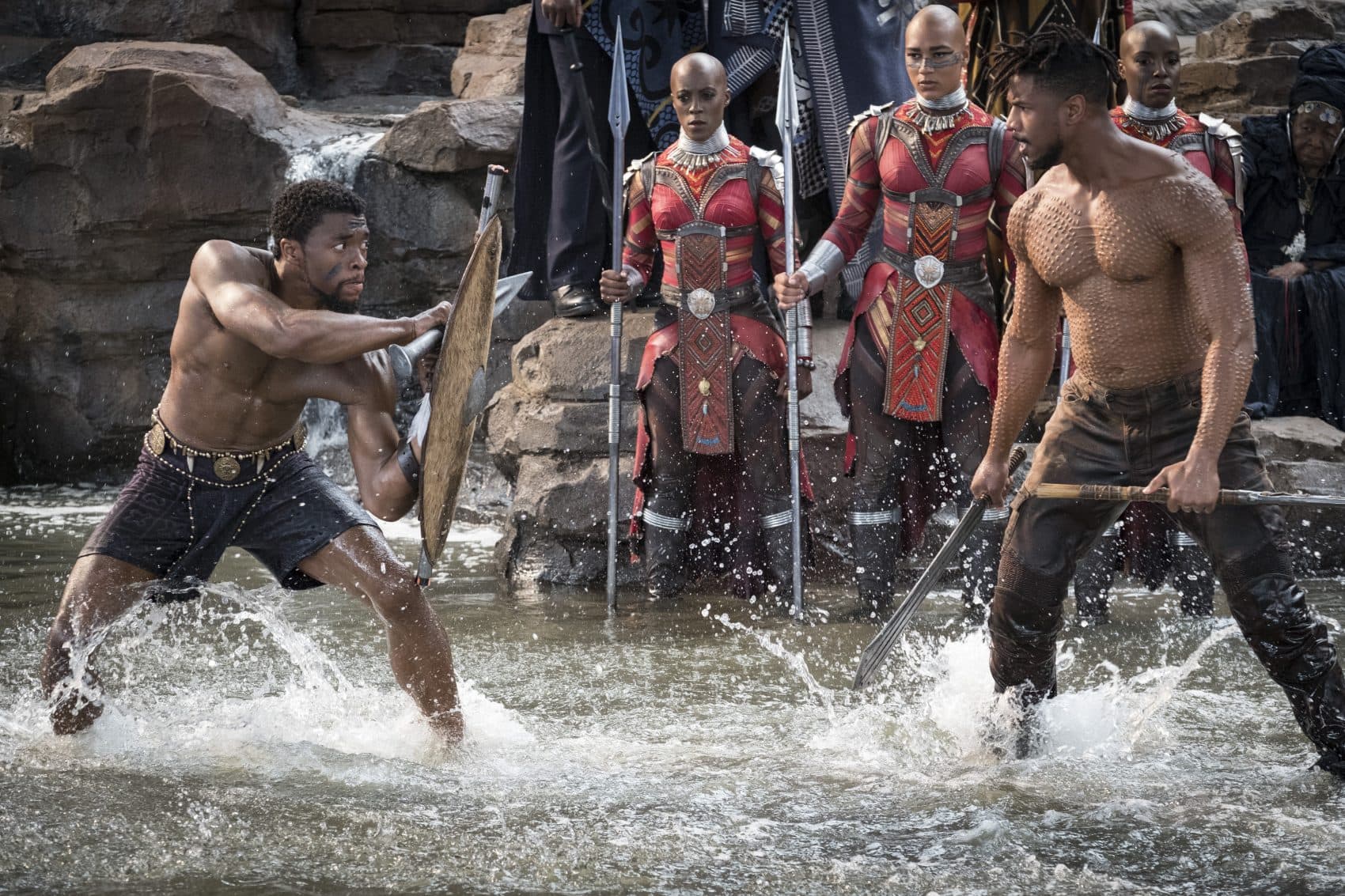 Chadwick Boseman and Michael B. Jordan. (Courtesy Matt Kennedy/Marvel Studios)