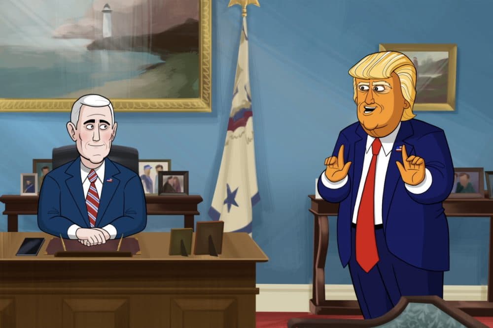 Vice President Mike Pence and President Donald Trump in &quot;Our Cartoon President.&quot; (Courtesy Showtime)