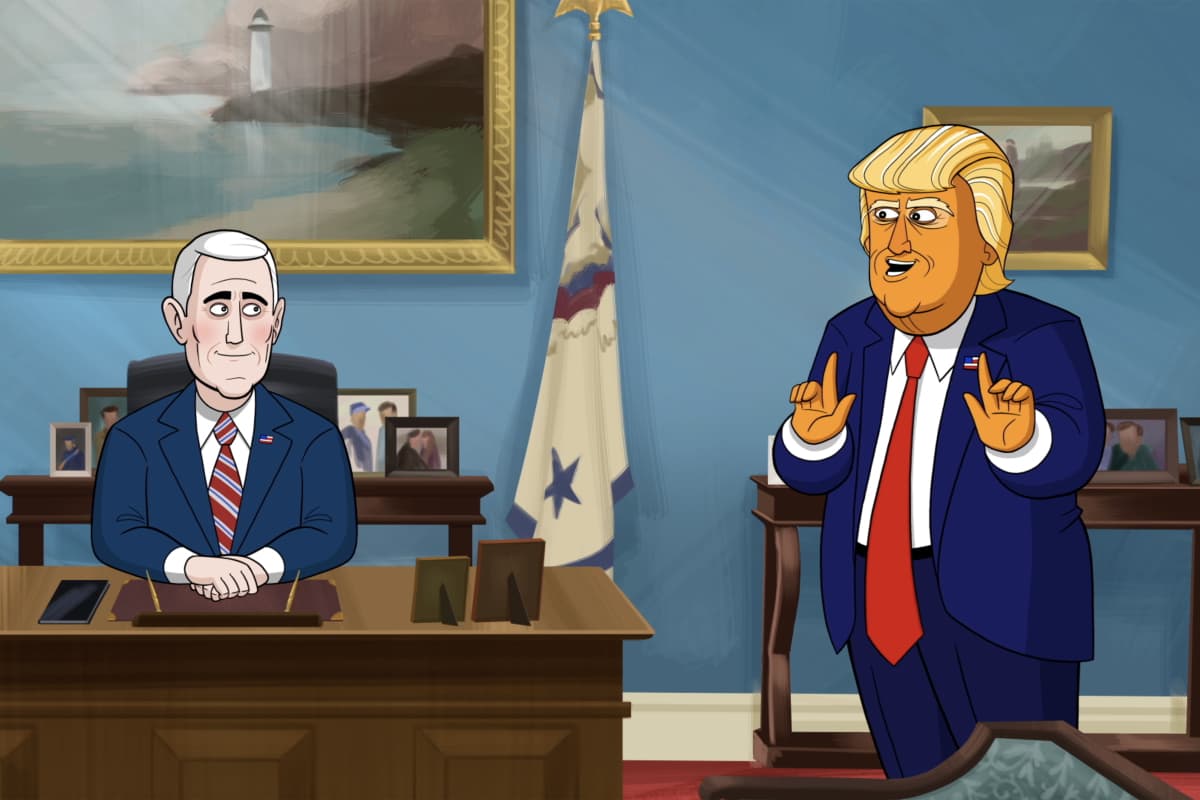 Vice President Mike Pence and President Donald Trump in "Our Cartoon President." (Courtesy Showtime)