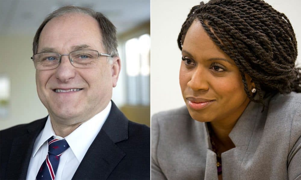 U.S. Rep. Michael Capuano and his Democratic challenger, Boston City Councilor Ayanna Pressley (Robin Lubbock, Jesse Costa/WBUR)