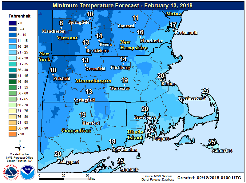 It will be quite a bit colder Tuesday morning. (Courtesy NOAA)