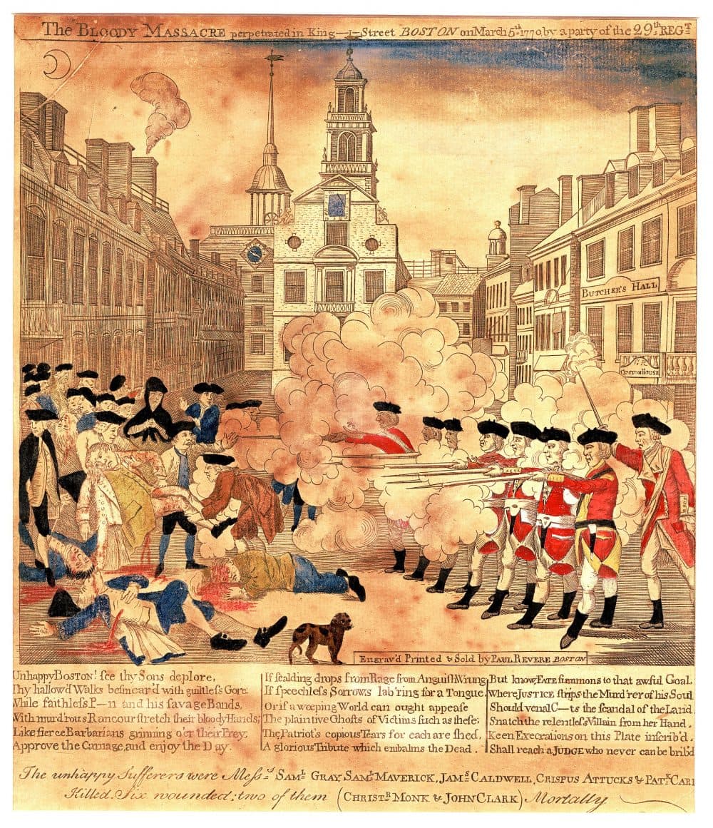Paul Revere's engraving of the events of the Boston Massacre on March 5, 1770.