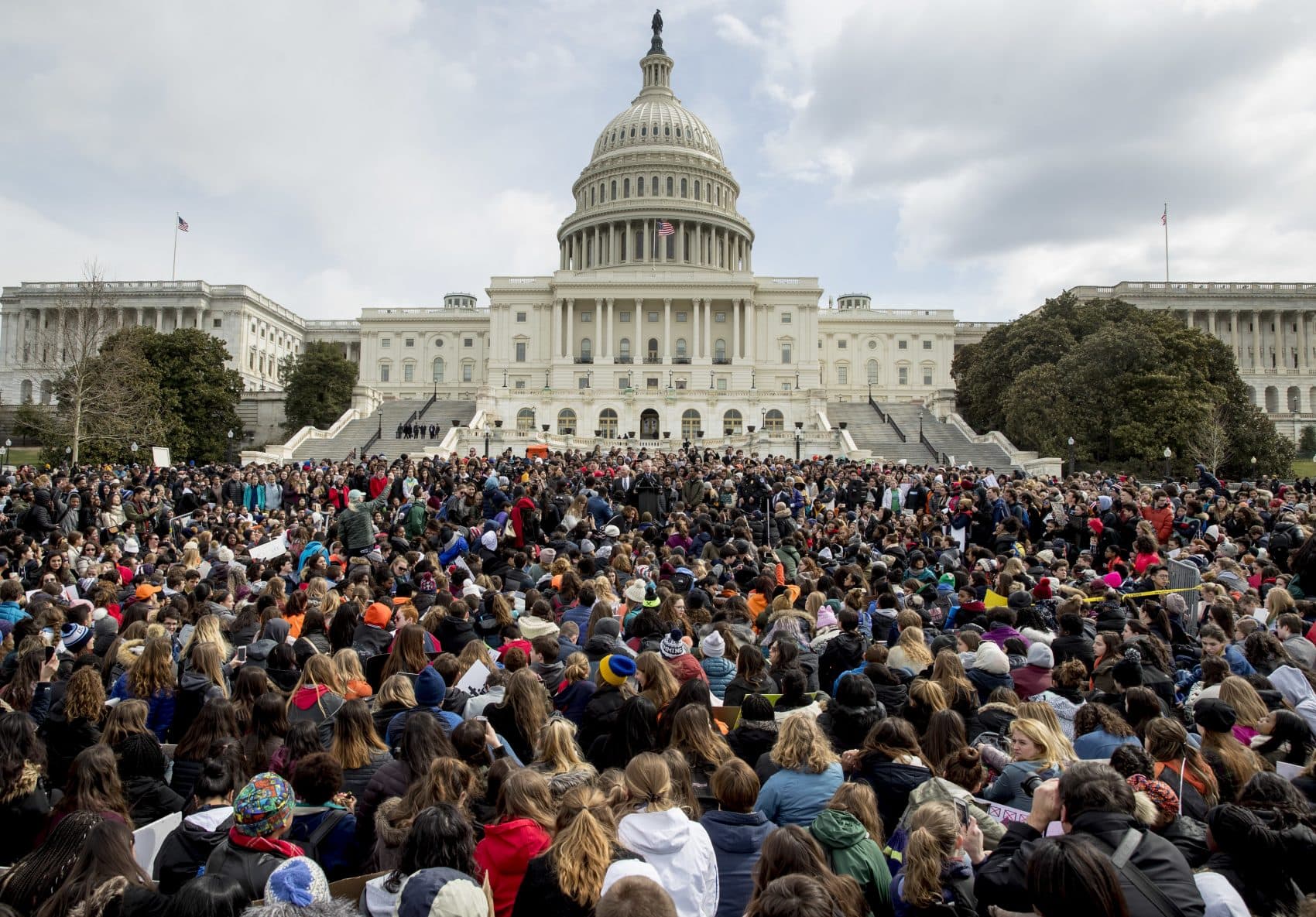 Students rally outside the Capitol Building in Washington. (Andrew Harnik/AP)