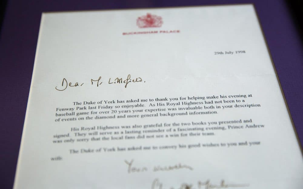A letter from Buckingham Palace to Only A Game host, Bill Littlefield. (Robin Lubbock/WBUR)