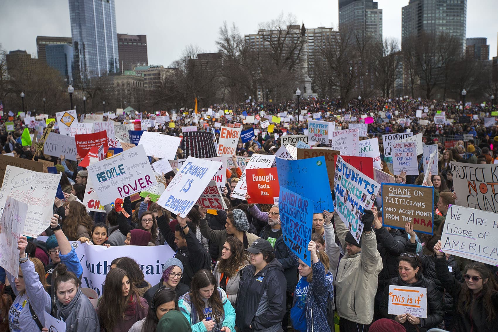 Thousands flooded the Boston Common for the March For Our Lives Rally. (Jesse Costa/WBUR)