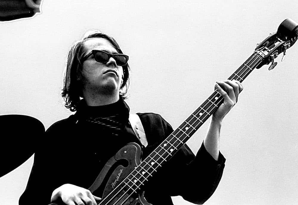 Bassist Tom Kielbania, a Berklee School of Music student and member of Van Morrison's short-lived Boston band. He is seen here playing with Morrison at Spring Sing on Boston Common in 1968. (Courtesy MONTUSE/Dick Lacovello)