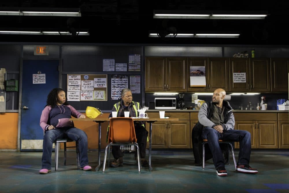 Toccarra Cash, Patricia R. Floyd, and Jonathan Louis Dent in the Huntington Theatre Company's production of &quot;Skeleton Crew.&quot; (Courtesy T. Charles Erickson/Huntington Theatre Company)