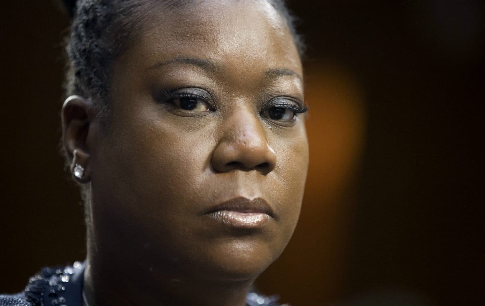 Sybrina Fulton, mother of Trayvon Martin, testifies on Capitol Hill on Oct. 29, 2013, before a Senate Judiciary subcommittee hearing on so-called "stand your ground laws." Fulton mother told a panel of senators that state stand your ground self-defense laws do not work and must be amended. (Manuel Balce Ceneta/AP)