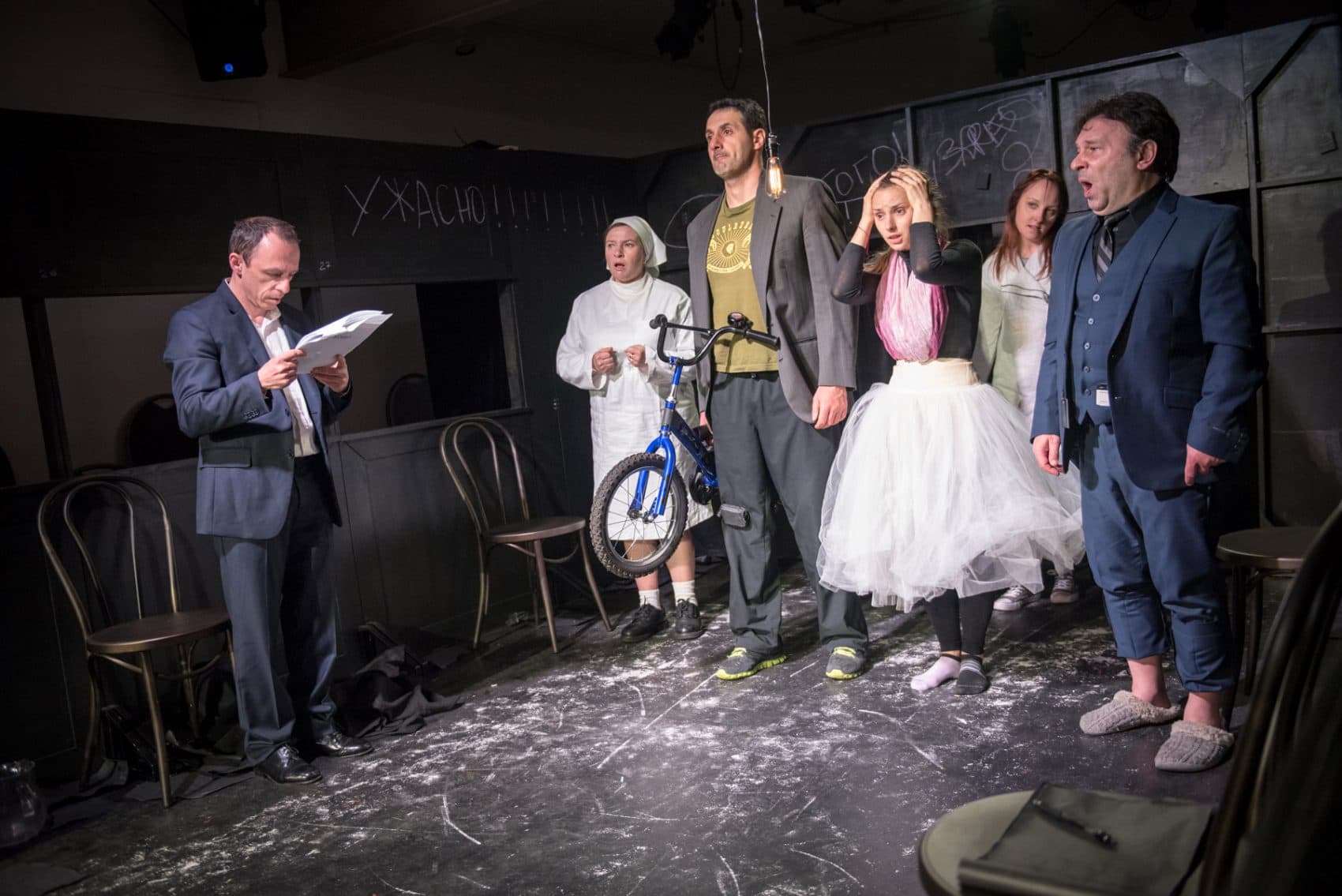 The cast of "A Dead Man's Diary." (Courtesy Arlekin Players)