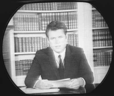 Sen. Edward Kennedy as he spoke to the nation concerning Chappaquiddick, July 25, 1969. (RR / AP)