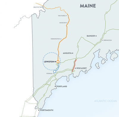 A map of the proposed New England Clean Energy Connect project through Maine (Courtesy Central Maine Power Co.)