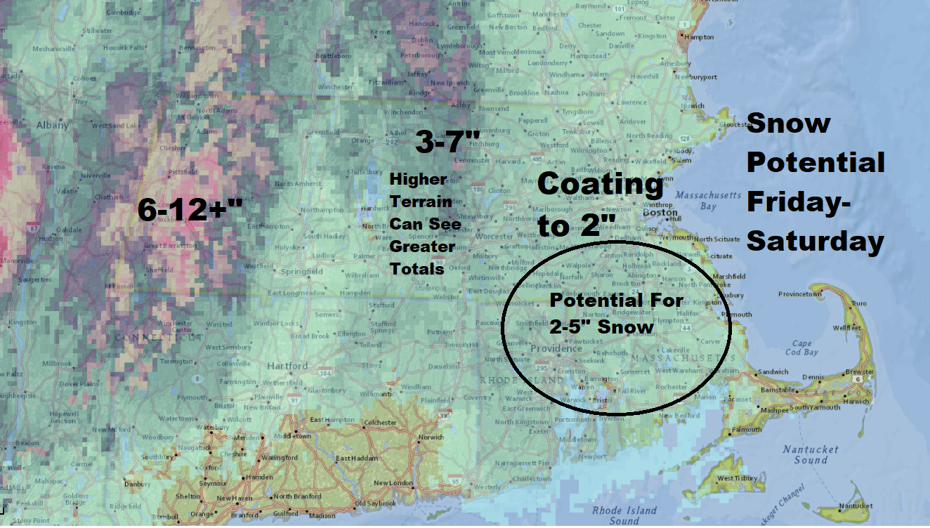 Snow will be an issue for some areas later Friday and Friday night. (Dave Epstein/WBUR)