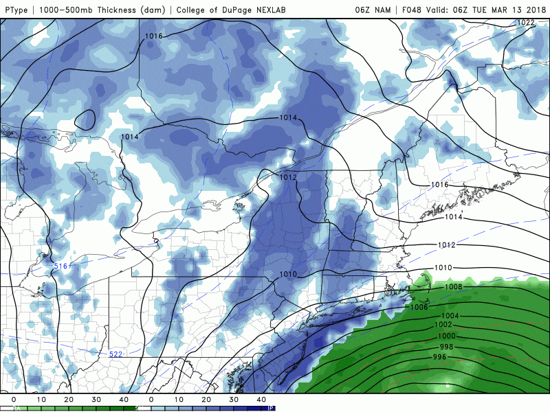 Another nor'easter is forecast to move into New England late Monday night and Tuesday. (Courtesy COD Weather)