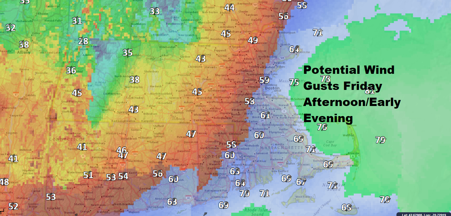 Wind gusts will reach hurricane force along the coastal waters south of Boston. (Dave Epstein/WBUR)