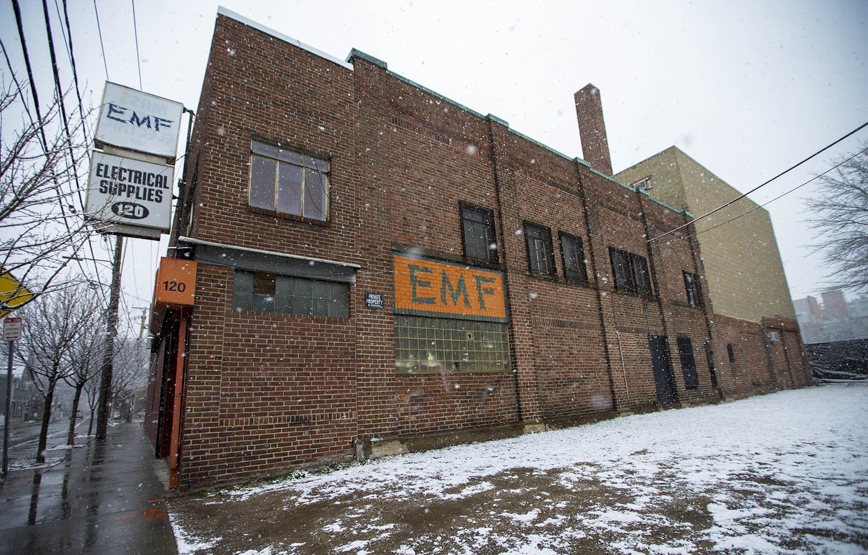 The EMF building on Brookline Street in Cambridge. (Jesse Costa/WBUR)