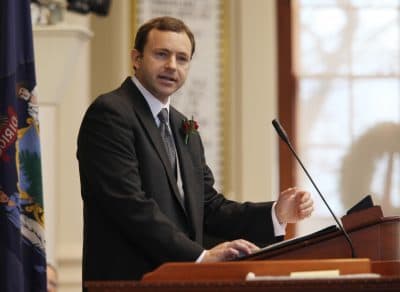 Then-Speaker of the House Mark Eves of North Berwick, speaks in December 2012 at the swearing in ceremony for new representatives at the State House in Augusta, Maine. (Joel Page/AP)