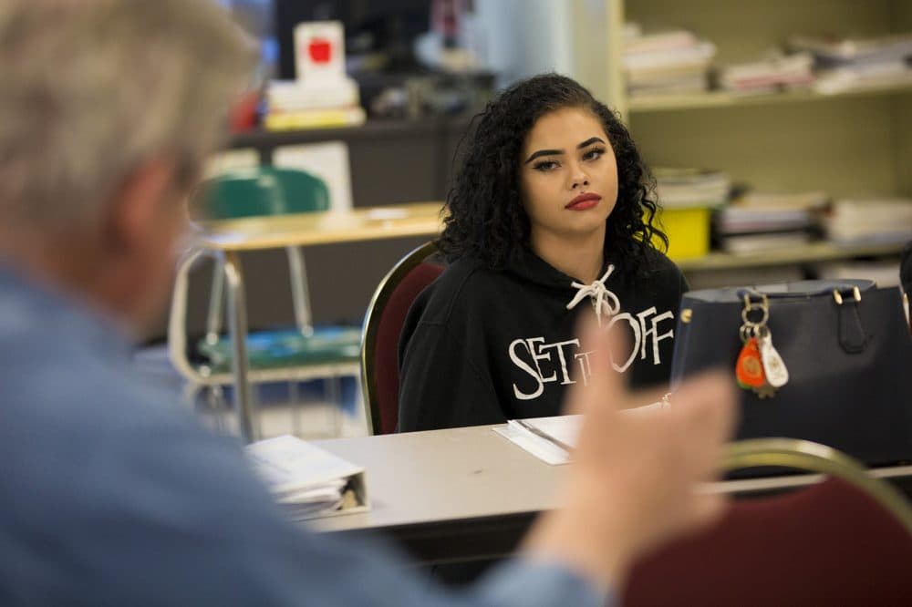 Dasia Ambers, 18, has attended Independence for about a year. (Jesse Costa/WBUR)