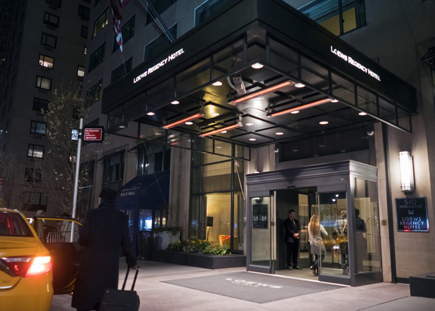 The Loews Regency Hotel is seen in New York, Monday, April 9, 2018. Federal agents raided the office of President Trump's personal attorney Michael Cohen, seizing records on topics including a $130,000 payment made to porn actress Stormy Daniels. Besides Cohen's office, agents also searched a hotel room at the Loews Regency where he's been staying while his home is under renovation. (Craig Ruttle/AP)