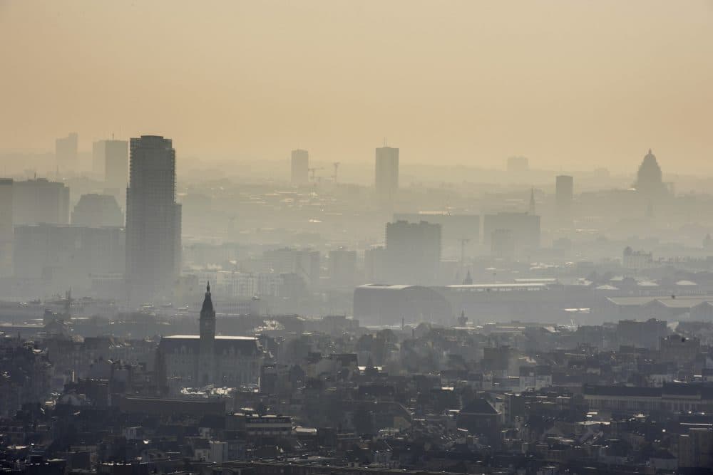 A layer of smog covers the city of Brussels on March 14, 2014. (Geert Vanden Wijngaert/AP/File)
