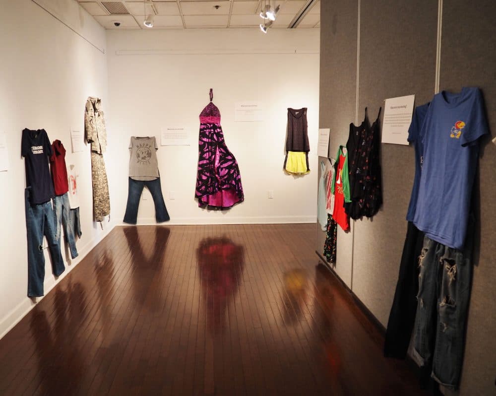 A new art installation making the rounds on college campuses explores a question often asked of a survivor after they've been sexually assaulted. (Courtesy Jennifer Sprague)