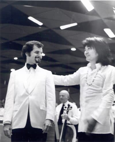 John Oliver with Seiji Ozawa at Tanglewood in 1973. (Courtesy BSO Archives)