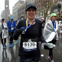 WBUR sports and society reporter Shira Springer ran the Boston Marathon. (Courtesy of Shira Springer)