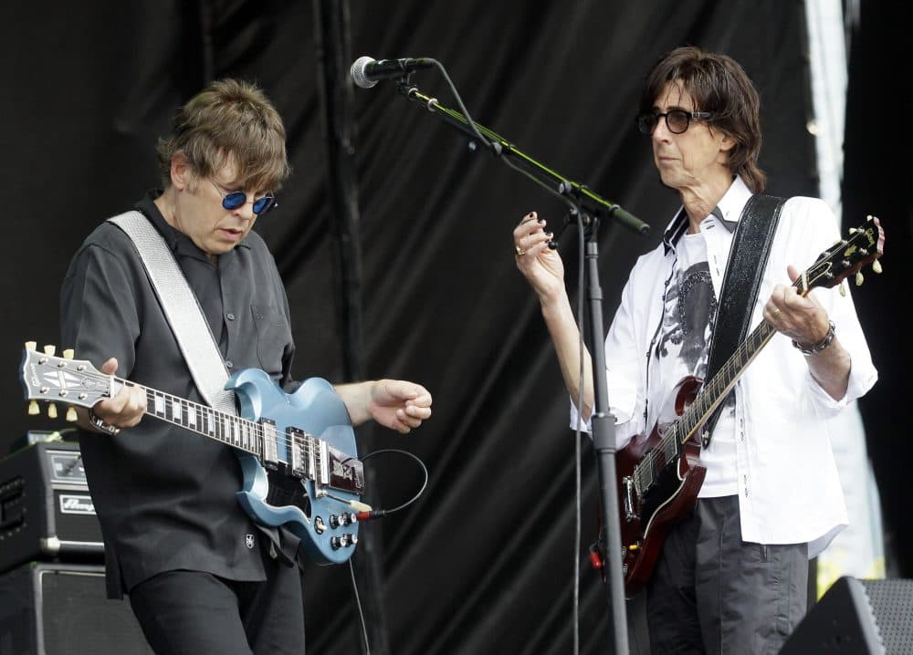 The Cars' guitarist Elliot Easton and singer Ric Ocasek performing during Lollapalooza in Chicago on Aug. 7, 2011. (Nam Y. Huh/AP)