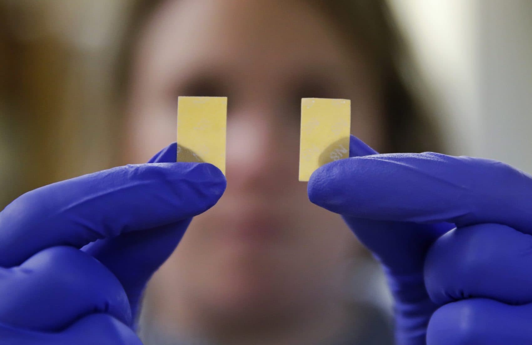 In this 2017 photo, a member of the New Hampshire Department of Corrections shows the confiscated drug Suboxone. (Charles Krupa/AP)