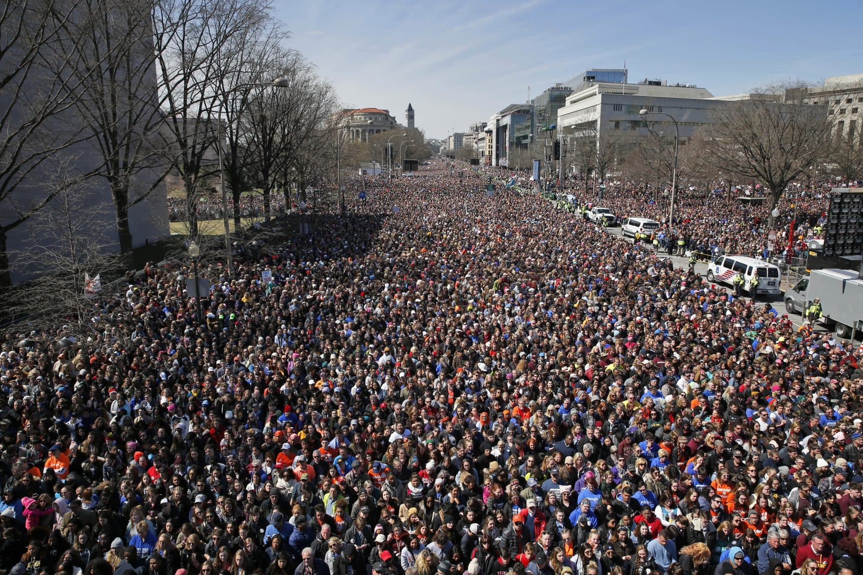 The crowd fills Pennsylvania Avenue during the "March for Our Lives" rally in support of gun control, Saturday, March 24, 2018, in Washington. (Alex Brandon/AP)